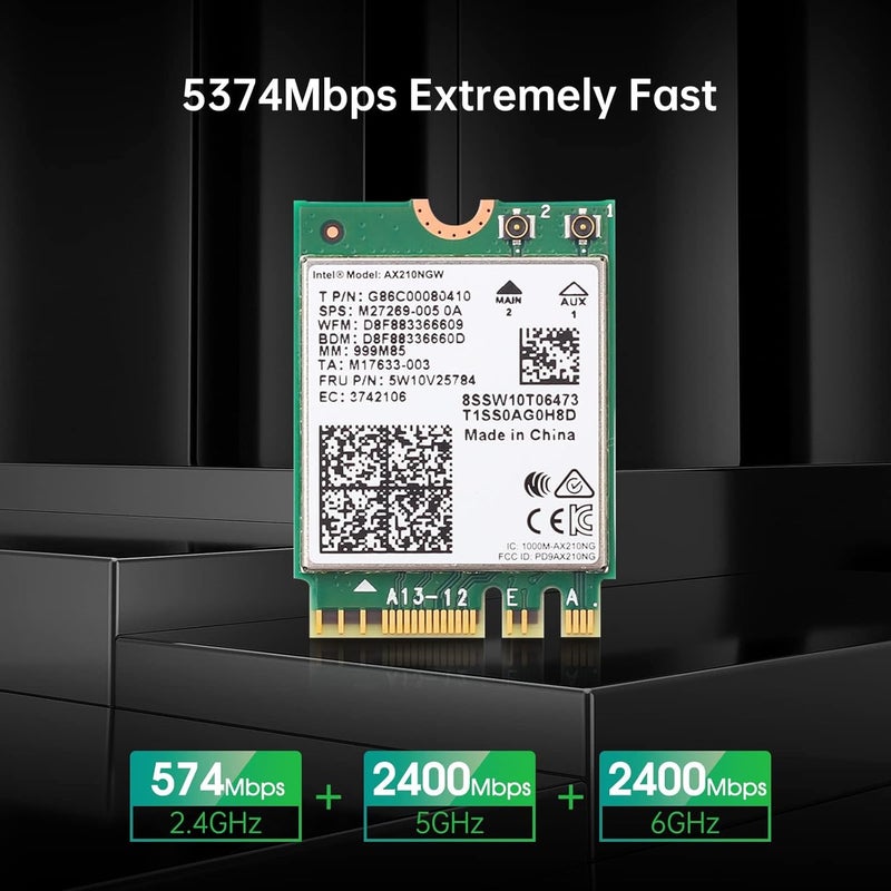 EDUP WiFi 6E AX210 NGW Wireless Card, Intel Laptop Network Adapter with Bluetooth 5.3, Tri-Band 5400Mbps WiFi Module, M.2/NGFF 2230 WiFi Chip, MU-MIMO, Supports Windows 10/11 (64-Bit) - Image 5